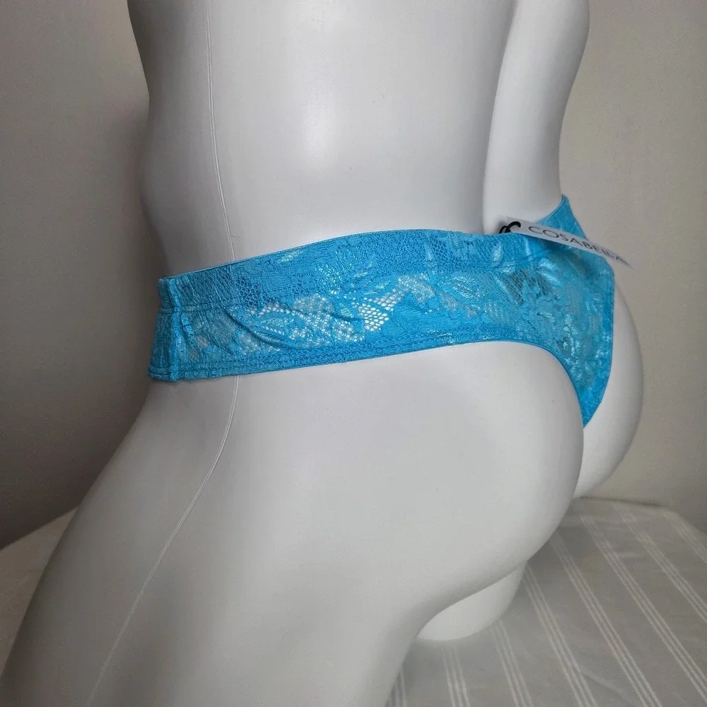 Cosabella Never Say Never‎ Mens Lace Thong Blue Floral Low Rise Underwear New
